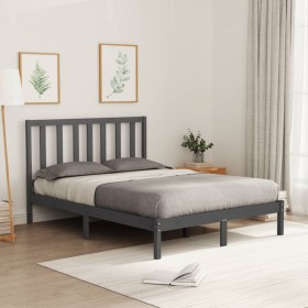 Estructura de cama de madera maciza gris 120x200 cm de vidaXL, Camas y somieres - Ref: Foro24-3106765, Precio: 120,99 €, Desc...