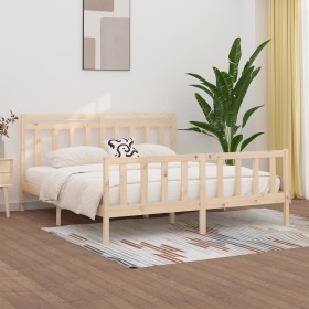 Estructura de cama madera maciza de pino 180x200 cm de vidaXL, Camas y somieres - Ref: Foro24-3107043, Precio: 153,99 €, Desc...