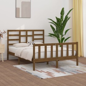 Solid wood bed frame King honey brown 150x200 cm by vidaXL, Beds and slatted bases - Ref: Foro24-3107621, Price: 158,99 €, Di...