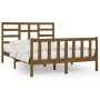 Estructura de cama madera maciza King marrón miel 150x200 cm de vidaXL, Camas y somieres - Ref: Foro24-3107621, Precio: 158,3...