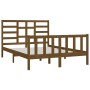 Estructura de cama madera maciza King marrón miel 150x200 cm de vidaXL, Camas y somieres - Ref: Foro24-3107621, Precio: 158,3...