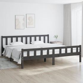 Grauer Massivholzbettrahmen 160x200 cm von vidaXL, Betten und Lattenroste - Ref: Foro24-810691, Preis: 130,23 €, Rabatt: %