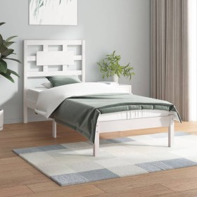 Estructura de cama madera maciza de pino blanco 90x200 cm de vidaXL, Camas y somieres - Ref: Foro24-3107339, Precio: 89,99 €,...