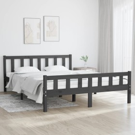 Grauer Massivholzbettrahmen 120x200 cm von vidaXL, Betten und Lattenroste - Ref: Foro24-810676, Preis: 120,98 €, Rabatt: %