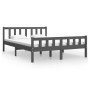 Estructura de cama madera maciza gris doble 135x190 cm de vidaXL, Camas y somieres - Ref: Foro24-810656, Precio: 115,88 €, De...