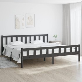 Estructura de cama madera maciza gris 200x200 cm de vidaXL, Camas y somieres - Ref: Foro24-810701, Precio: 113,99 €, Descuent...