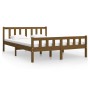 Estructura de cama doble madera maciza marrón miel 135x190 cm de vidaXL, Camas y somieres - Ref: Foro24-810657, Precio: 95,17...