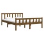 Estructura de cama doble madera maciza marrón miel 135x190 cm de vidaXL, Camas y somieres - Ref: Foro24-810657, Precio: 95,17...