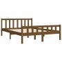 Estructura de cama doble madera maciza marrón miel 135x190 cm de vidaXL, Camas y somieres - Ref: Foro24-810657, Precio: 95,17...