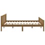 Estructura de cama doble madera maciza marrón miel 135x190 cm de vidaXL, Camas y somieres - Ref: Foro24-810657, Precio: 95,17...