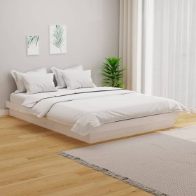 Estructura de cama madera maciza blanca King Size 150x200 cm de vidaXL, Camas y somieres - Ref: Foro24-819913, Precio: 139,99...