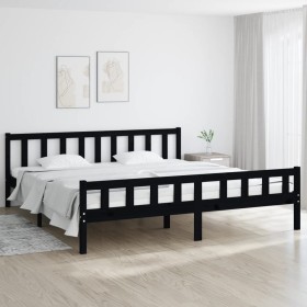 Black solid wood bed frame 160x200 cm by vidaXL, Beds and slatted bases - Ref: Foro24-810693, Price: 124,56 €, Discount: %