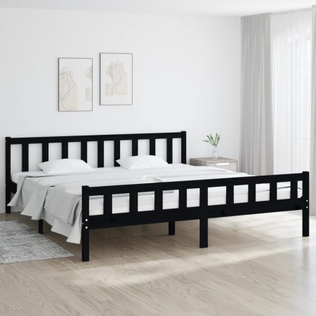 Estructura de cama de madera maciza negra 160x200 cm de vidaXL, Camas y somieres - Ref: Foro24-810693, Precio: 124,48 €, Desc...