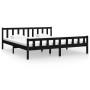 Black solid wood bed frame 160x200 cm by vidaXL, Beds and slatted bases - Ref: Foro24-810693, Price: 124,48 €, Discount: %