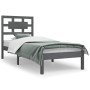 Solid gray pine wood bed frame 90x200 cm by vidaXL, Beds and slatted bases - Ref: Foro24-3107340, Price: 106,21 €, Discount: %