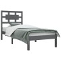 Solid gray pine wood bed frame 90x200 cm by vidaXL, Beds and slatted bases - Ref: Foro24-3107340, Price: 106,21 €, Discount: %