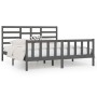 Gray solid wood double bed frame 180x200 cm by vidaXL, Beds and slatted bases - Ref: Foro24-3107630, Price: 172,99 €, Discoun...