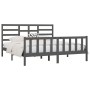 Gray solid wood double bed frame 180x200 cm by vidaXL, Beds and slatted bases - Ref: Foro24-3107630, Price: 172,99 €, Discoun...