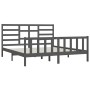 Gray solid wood double bed frame 180x200 cm by vidaXL, Beds and slatted bases - Ref: Foro24-3107630, Price: 172,99 €, Discoun...