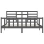 Gray solid wood double bed frame 180x200 cm by vidaXL, Beds and slatted bases - Ref: Foro24-3107630, Price: 172,99 €, Discoun...