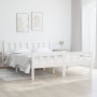 Small double bed frame white solid wood 120x190cm by vidaXL, Beds and slatted bases - Ref: Foro24-810650, Price: 150,48 €, Di...