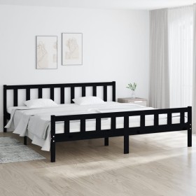 Black solid wood bed frame Supe King 180x200 cm by vidaXL, Beds and slatted bases - Ref: Foro24-810698, Price: 146,99 €, Disc...