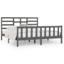 Solid gray pine wood bed frame 200x200 cm by vidaXL, Beds and slatted bases - Ref: Foro24-3107635, Price: 169,25 €, Discount: %