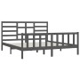 Solid gray pine wood bed frame 200x200 cm by vidaXL, Beds and slatted bases - Ref: Foro24-3107635, Price: 169,25 €, Discount: %