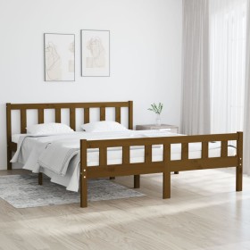 Estructura de cama madera maciza marrón miel 120x200 cm de vidaXL, Camas y somieres - Ref: Foro24-810677, Precio: 139,99 €, D...