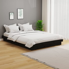 Estructura de cama madera maciza negra King Size 150x200 cm de vidaXL, Camas y somieres - Ref: Foro24-819916, Precio: 142,99 ...