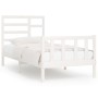 Solid white pine wood bed frame 90x200 cm by vidaXL, Beds and slatted bases - Ref: Foro24-3107599, Price: 99,99 €, Discount: %