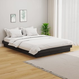 Estructura de cama madera maciza gris King Size 150x200 cm de vidaXL, Camas y somieres - Ref: Foro24-819914, Precio: 142,99 €...