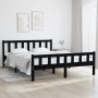 Black solid wood bed frame King Size 150x200 cm by vidaXL, Beds and slatted bases - Ref: Foro24-810688, Price: 127,81 €, Disc...