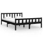 Black solid wood bed frame King Size 150x200 cm by vidaXL, Beds and slatted bases - Ref: Foro24-810688, Price: 127,81 €, Disc...