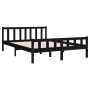 Black solid wood bed frame King Size 150x200 cm by vidaXL, Beds and slatted bases - Ref: Foro24-810688, Price: 127,81 €, Disc...