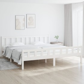 Weißer Massivholzbettrahmen 160x200 cm von vidaXL, Betten und Lattenroste - Ref: Foro24-810690, Preis: 151,99 €, Rabatt: %