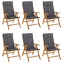 Reclining garden chairs and cushions 6 pcs solid teak wood by vidaXL, Garden chairs - Ref: Foro24-3196493, Price: 884,30 €, D...