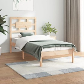 Solid pine wood bed frame 90x200 cm by vidaXL, Beds and slatted bases - Ref: Foro24-3107338, Price: 82,78 €, Discount: %