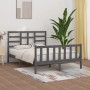 Solid gray pine wood bed frame 140x200 cm by vidaXL, Beds and slatted bases - Ref: Foro24-3107615, Price: 159,99 €, Discount: %