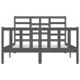 Solid gray pine wood bed frame 140x200 cm by vidaXL, Beds and slatted bases - Ref: Foro24-3107615, Price: 159,99 €, Discount: %