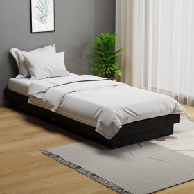 Estructura de cama madera maciza individual negra 75x190 cm de vidaXL, Camas y somieres - Ref: Foro24-819936, Precio: 84,99 €...