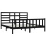 Black solid wood bed frame Supe King 180x200 cm by vidaXL, Beds and slatted bases - Ref: Foro24-3107632, Price: 205,99 €, Dis...