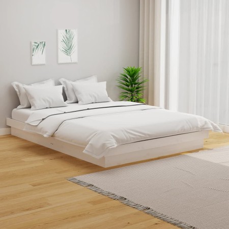 Small double bed frame white solid wood 120x190cm by vidaXL, Beds and slatted bases - Ref: Foro24-819943, Price: 126,99 €, Di...