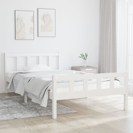 Estructura de cama madera maciza blanca 90x200 cm de vidaXL, Camas y somieres - Ref: Foro24-810665, Precio: 83,61 €, Descuent...