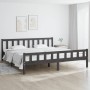 Gray solid wood double bed frame 180x200 cm by vidaXL, Beds and slatted bases - Ref: Foro24-810696, Price: 157,30 €, Discount: %