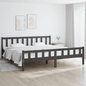 Estructura de cama de matrimonio madera maciza gris 180x200 cm de vidaXL, Camas y somieres - Ref: Foro24-810696, Precio: 151,...