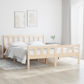 Estructura de cama de madera maciza 140x190 cm de vidaXL, Camas y somieres - Ref: Foro24-810659, Precio: 107,61 €, Descuento: %