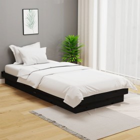 Black solid wood bed frame 100x200 cm by vidaXL, Beds and slatted bases - Ref: Foro24-819901, Price: 107,84 €, Discount: %