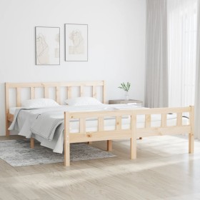 Solid wood bed frame 140x200 cm by vidaXL, Beds and slatted bases - Ref: Foro24-810679, Price: 106,99 €, Discount: %