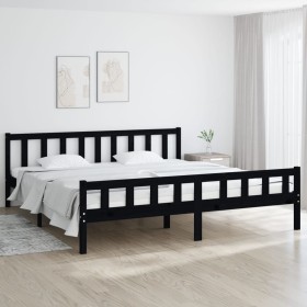 Black solid wood bed frame 200x200 cm by vidaXL, Beds and slatted bases - Ref: Foro24-810703, Price: 137,99 €, Discount: %